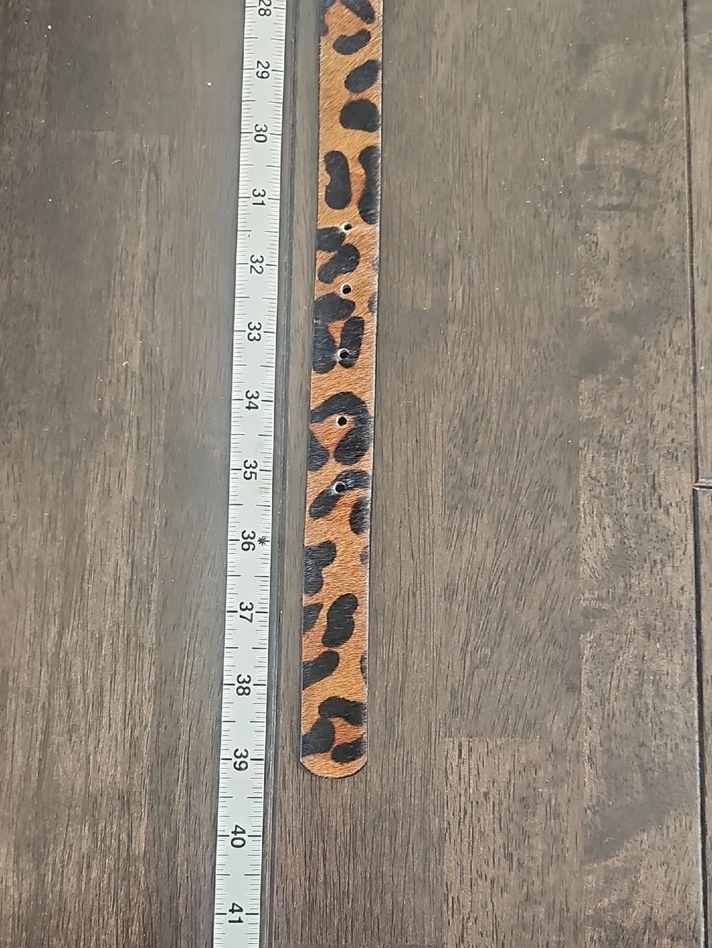 Leopard Print Skinny Belt - Tan & Black - Picture 2 of 6